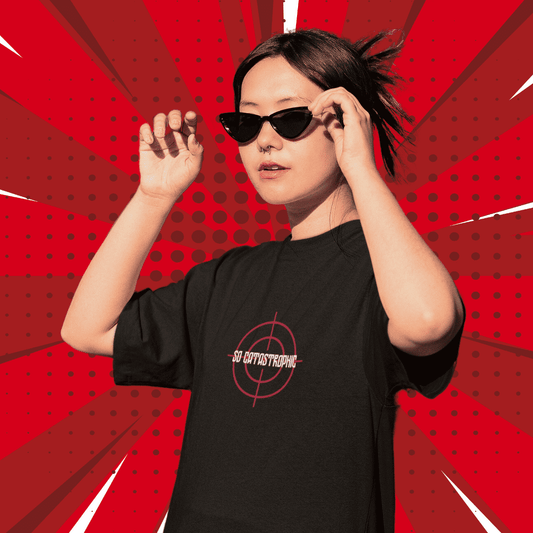 Stay wearing Stray Kids CHK CHK BOOM oversized t-shirt in black, front view featuring song lyrics from the chorus.