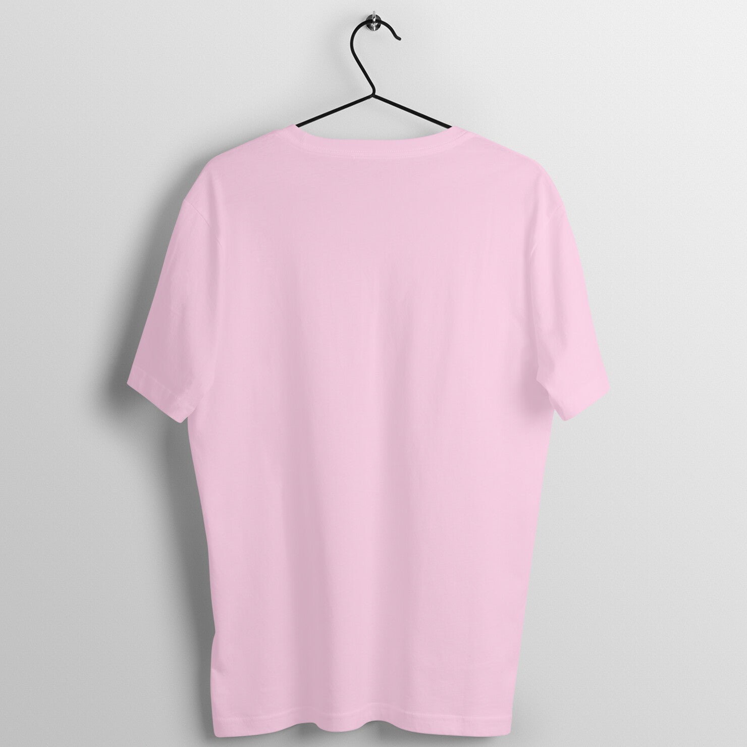 Back view of BTS BT21 Cooky T-shirt hanging on a hanger, highlighting the plain back of the tee.