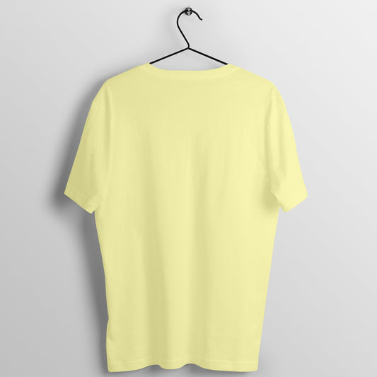 Back view of BTS BT21 Chimmy T-shirt hanging on a hanger, highlighting the plain back of the tee.