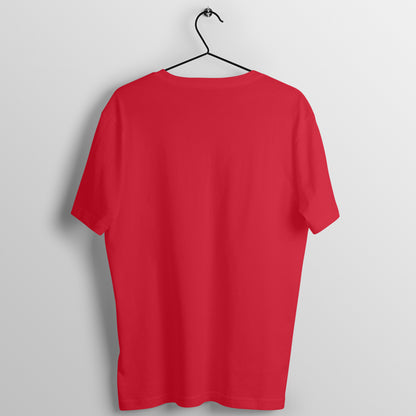Back view of BTS BT21 Tata T-shirt hanging on a hanger, highlighting the plain back of the tee.