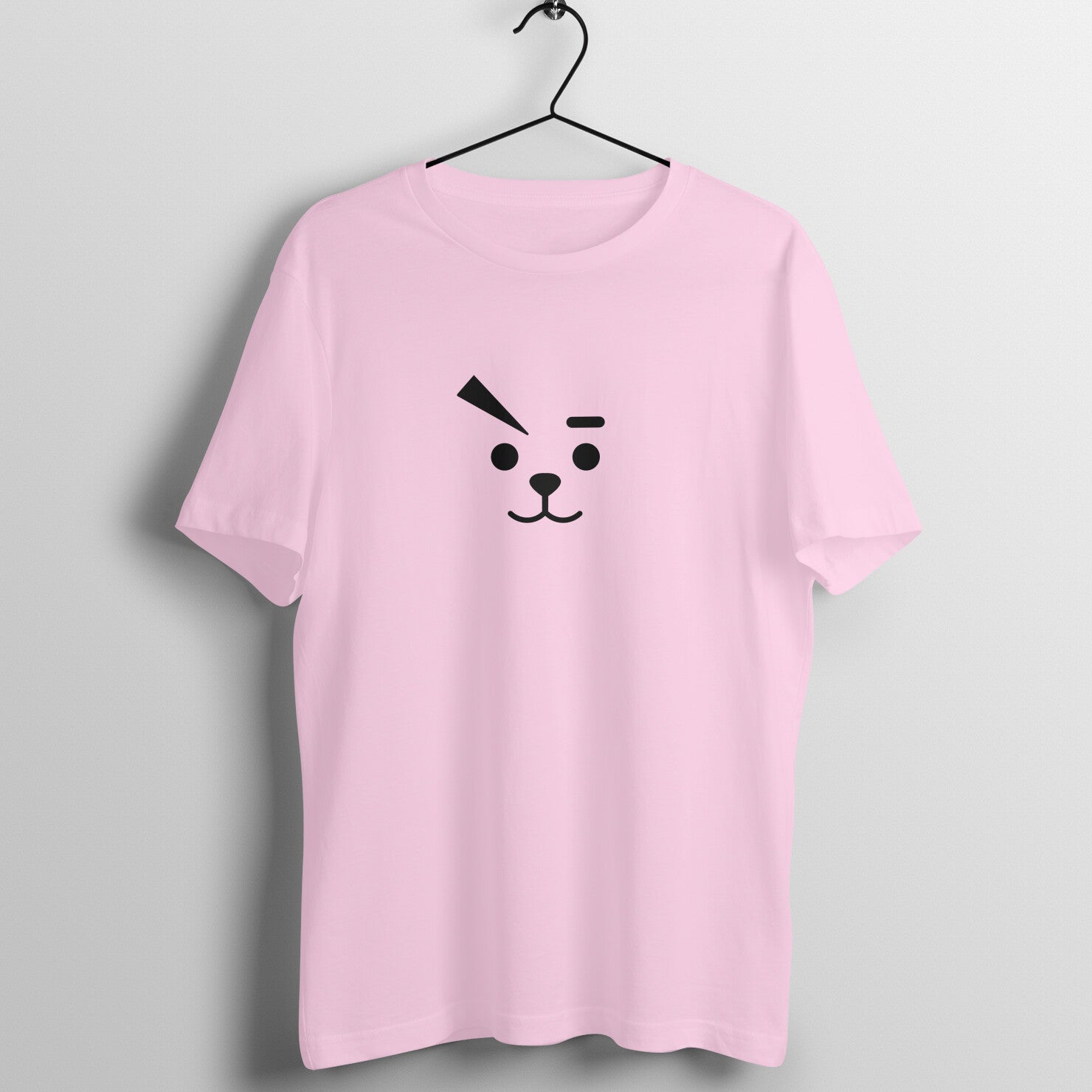 Front view of BTS BT21 Cooky T-shirt featuring Jungkook's character, with Cooky's face prominently displayed on the chest.