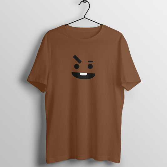 Front view of BTS BT21 Shooky T-shirt featuring Suga's character, with shooky's face prominently displayed on the chest.